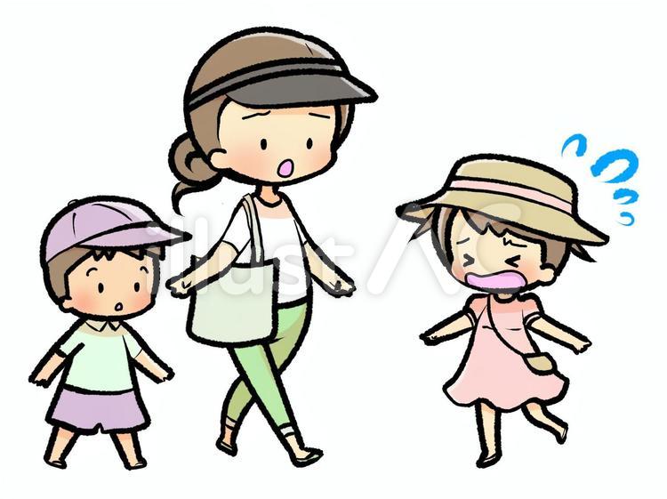 親子-外出-迷子210723 家族,外出,迷子のイラスト素材
