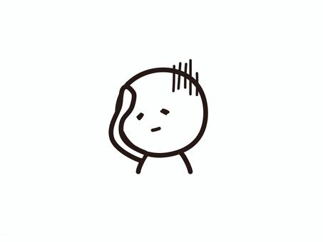 頭を押さえるどんより棒人間のイラスト どんより,憂鬱,頭痛,悲しい,辛い,落ち込む,ショック,体調不良,フラフラ,疲労のイラスト素材