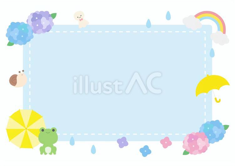 梅雨のかわいいフレーム 梅雨,あじさい,フレームのイラスト素材