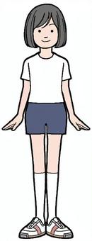 学生女子直立 少女,スポーツ,元気,楽しい,直立のイラスト素材