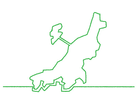 新潟の一筆書き 新潟,地図,一筆,線画,手描き,挿絵,ワンポイント,素材,商用可,無料のイラスト素材