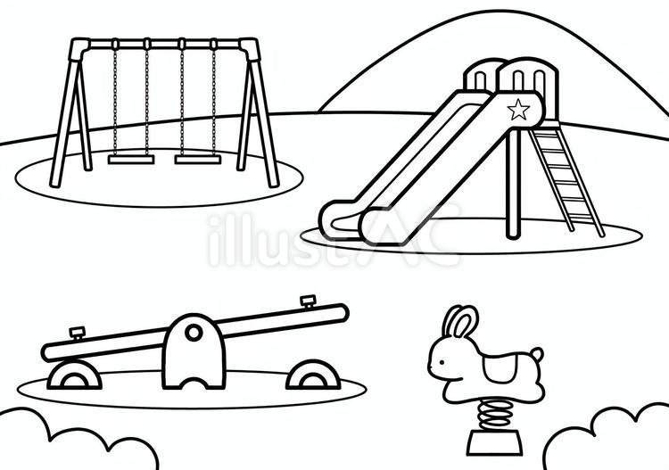 公園のぬりえ 公園,遊具,ぬりえのイラスト素材