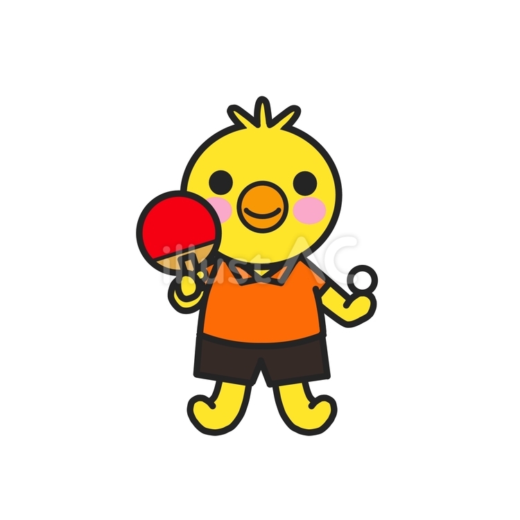 卓球するヒヨコ 動物キャラ,かわいい,部活のイラスト素材