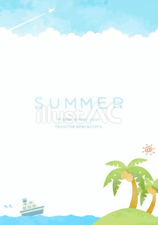 かわいい夏の海の風景イラスト 夏,海,背景のイラスト素材