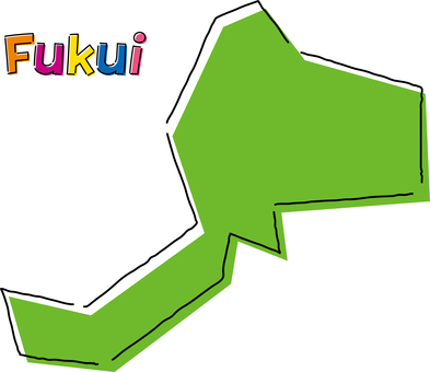 福井　手描き風のシンプルな線画の地図  福井,県,都道府県,手描き,フリーハンド,地域,地方,地図,ラフ,シンプルのイラスト素材