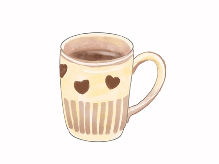 ココア ココア,コーヒー,マグカップ,リアル,手描きのイラスト素材