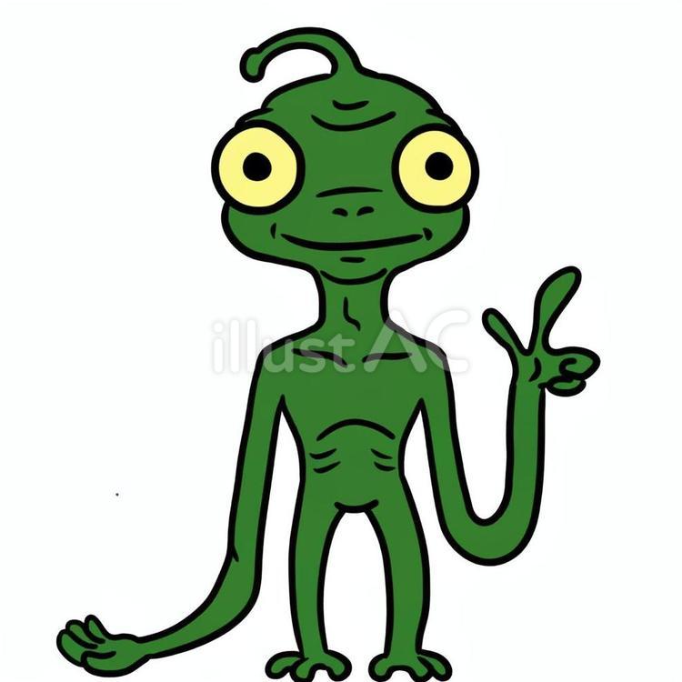 何も考えずに描いた宇宙人 宇宙人,緑,目玉のイラスト素材