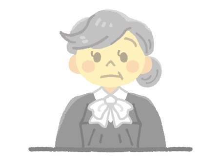 女性の裁判長・裁判官 女性の裁判長・裁判官 裁判長,裁判官,女性,法服,黒色,ガウン,リボン,司法,裁く,手描きのイラスト素材