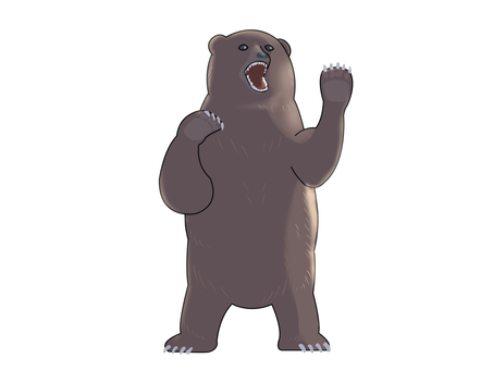 ヒグマ（威嚇） ヒグマ,クマ,動物,茶色,威嚇のイラスト素材