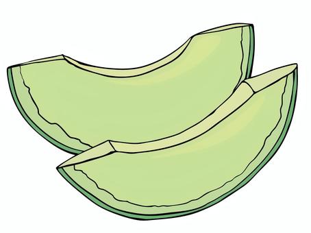 メロン 青肉 メロン,果物,食べ物,青肉,冬,主線あり,広告,チラシ,cm,白背景のイラスト素材