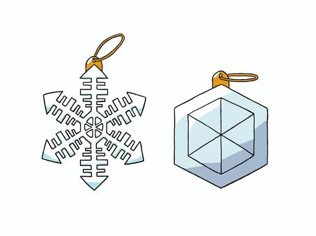 クリスマスのオーナメント（氷の結晶） オーナメント,クリスマス,氷,結晶,飾り,装飾,白,青,水色,小さいのイラスト素材