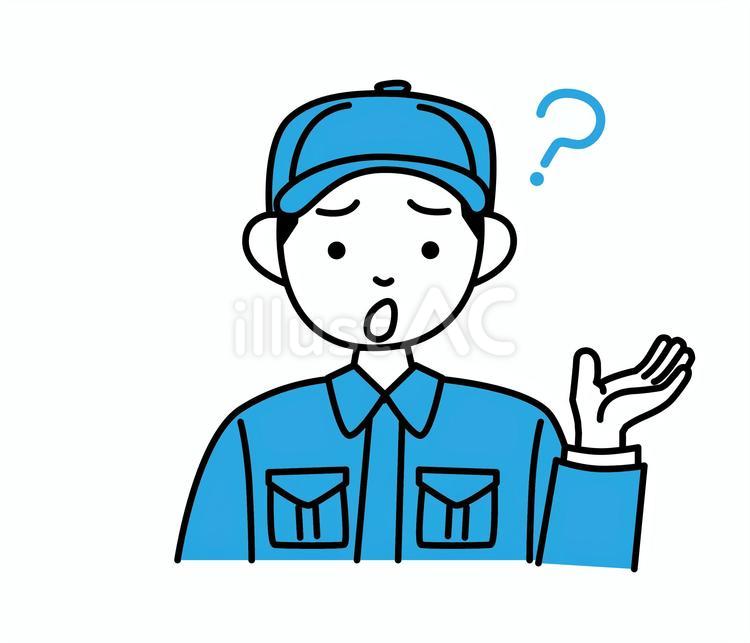 不思議そうにする工場作業員の男性 工場,作業員,社会人のイラスト素材
