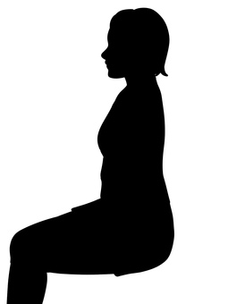 女性座位姿勢のシルエット 女性,姿勢,座位,座る,空気椅子,若い,20代,30代,女の子,筋肉のイラスト素材