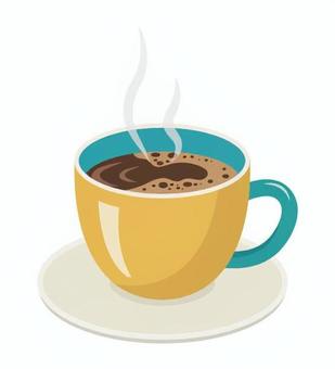 コーヒー9 コーヒー,珈琲,湯気,ホットコーヒー,コーヒーカップ,カラフル,おしゃれ,マグカップ,ソーサー,カフェのイラスト素材