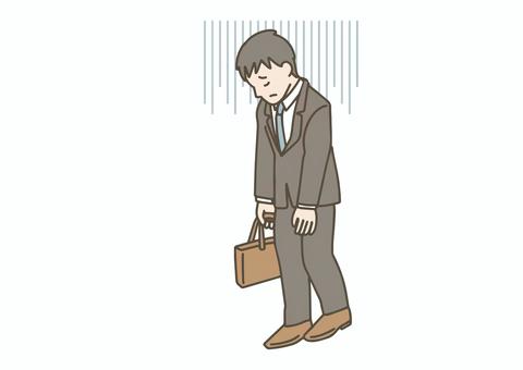 落ち込んで帰る男性 ビジネスマン,人物,サラリーマン,職業,新入社員,男性,スーツ,ビジネス,会社員,帰宅のイラスト素材