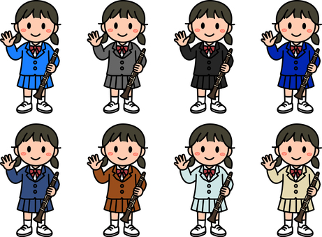 クラリネットの女の子です。 クラリネット,笛,女の子,音楽,シンプル,クラシック,楽器,演奏,ミュージシャン,ライブのイラスト素材