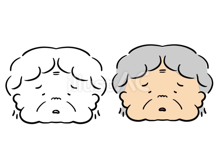落ち込むおばあちゃん シニア,高齢者,介護のイラスト素材
