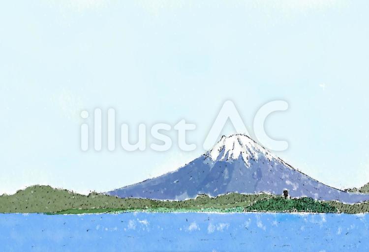 富士山と江の島 江の島,藤沢,神奈川のイラスト素材