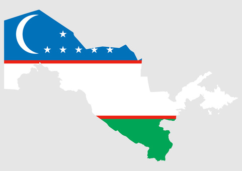 ウズベキスタンの地図（国旗柄） ウズベキスタン,地図,国旗,外国,海外,地理,土地,国土,地形,世界のイラスト素材