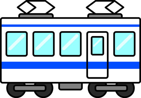 青の電車の側面です。 電車,シンプル,鉄道,車両,路線,通勤,プラットホーム,車輪,感光,ローカル線のイラスト素材