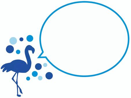 Blue flamingo and polka dot speech bubble, , JPG and PNG