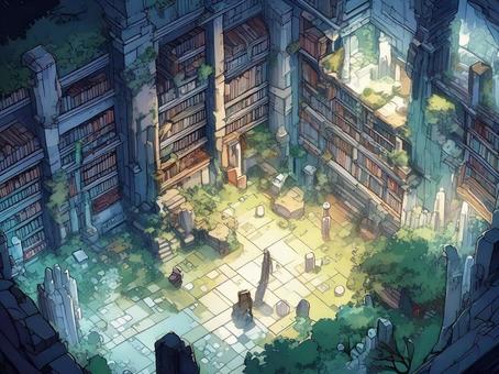 A library filled with game-style greenery, library, this, plant, JPG