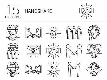 Handshake icon set, aperto de mão, terra, global, JPG and PNG