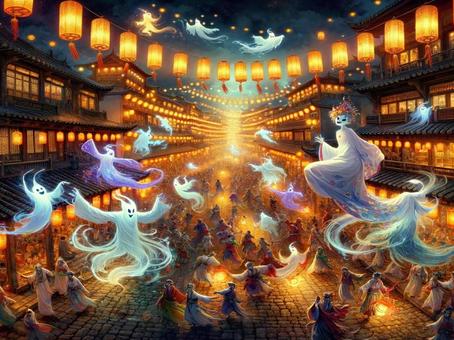 Illustration, ghost, dance, night, 