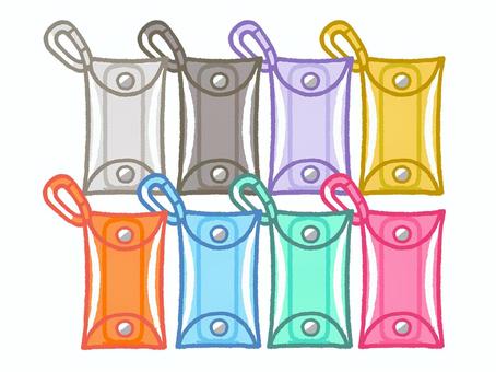 クリアマルチケース　8カラー2 推し活,ケース,ポーチ,マルチケース,マルチポーチ,キーホルダー,ナスカン,カラビナ,手書き,クリアのイラスト素材