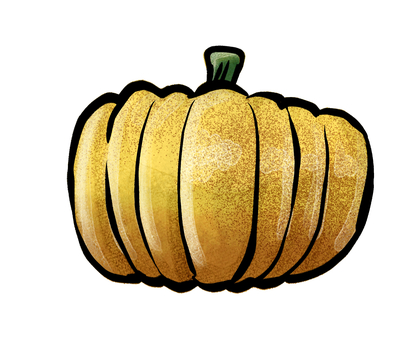 黄色のかぼちゃのイラスト 冬瓜,かぼちゃ,南瓜,ハロウィン,秋,野菜,手描き,水彩,食べ物,冬のイラスト素材