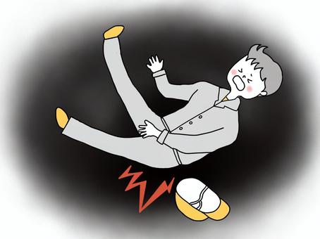 暗所作業で転倒する作業員 暗所,作業,転倒,労災,怪我,転ぶ,痛い,尻もち,作業服,ヘルメットのイラスト素材