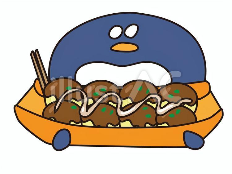 たこ焼きとペンギン ペンギン,たこ焼き,屋台のイラスト素材