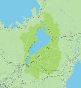 滋賀県と周辺地域を含むロードマップ 滋賀,滋賀県,地図,琵琶,琵琶湖,関西,近畿,京都,大阪,福井のイラスト素材