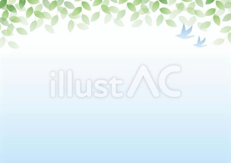 緑　グリーン　葉　青い鳥　フレーム　背景 グリーン,葉,青い鳥のイラスト素材