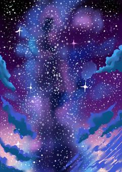 Illustration, estrella, cielo nocturno, paisaje, 