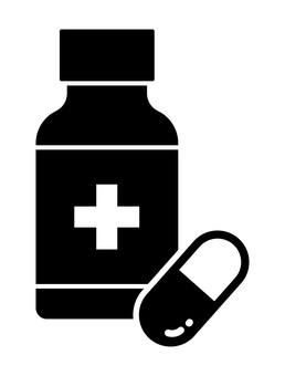 薬の瓶とカプセル 薬,カプセル,錠剤,アイコン,瓶,医療,治療,医薬品,物,シルエットのイラスト素材