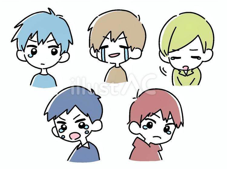 男性の泣く顔セット 男性,シンプル,人物のイラスト素材