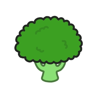 シンプルなブロッコリー ブロッコリー,食べ物,野菜,葉物野菜,冬野菜,葉っぱ,茎,芯,１つ,単体のイラスト素材
