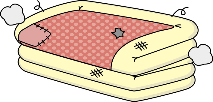 ボロボロふとん ボロボロ,古い,掛け布団,ほこり,継ぎはぎ,貧乏,寝具,畳む,線画のイラスト素材