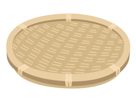 竹ざる 竹ざる,ざる,竹細工,かご,編み皿,和食器,キッチン用品,調理器具,皿,和風のイラスト素材