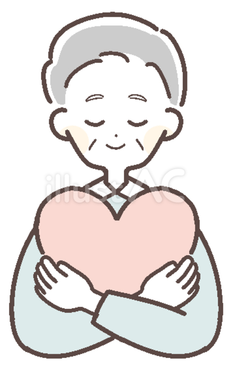 ハートを抱えるシニア男性 ハート,抱える,年配のイラスト素材
