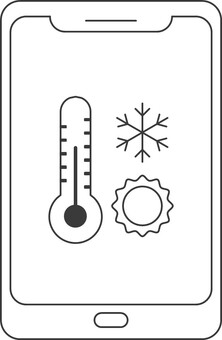 スマートホーム　アイコン（室温調整） スマートエアコン,温度管理,空調,室温,スマートホーム,iot,モノクロ,線画,スマホ,モバイル操作のイラスト素材