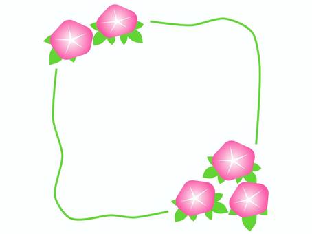 アサガオの花フレーム アサガオの花フレーム アサガオ,花,植物,風物詩,夏,フレーム,葉,コピースペース,余白,ピンクのイラスト素材