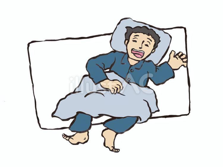 寝相の悪い男性 寝相,睡眠,眠りのイラスト素材