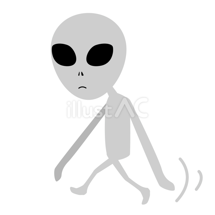 宇宙人01_02 宇宙人,歩く,異星人のイラスト素材