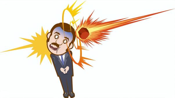 隕石が衝突するサラリーマン 隕石,衝突,サラリーマン,会社員,スーツ,ひげのイラスト素材