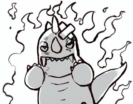 怪獣のリベンジ 怪獣,リベンジ,逆襲,キャラクター,燃える,熱血,炎のイラスト素材