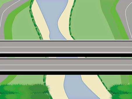 川にかかる橋 2車線 川にかかる橋 2車線 川,工事,橋,2車線,道路のイラスト素材