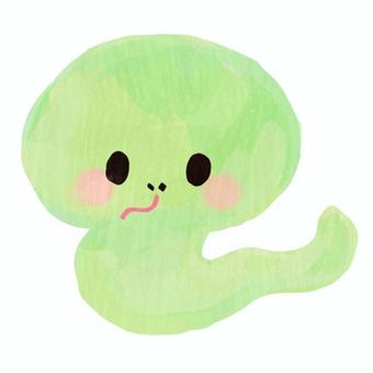 デフォルメの蛇のイラスト ヘビ,動物,生き物,蛇,キャラクター,デフォルメ,手描き,かわいい,巳,干支のイラスト素材