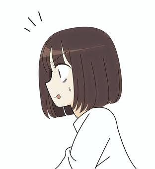 驚く女性 横顔 驚く女性 横顔 人物,驚く,唖然,あんぐり,冷や汗,横顔,ボブヘアー,ボブカット,茶髪,萌え系のイラスト素材